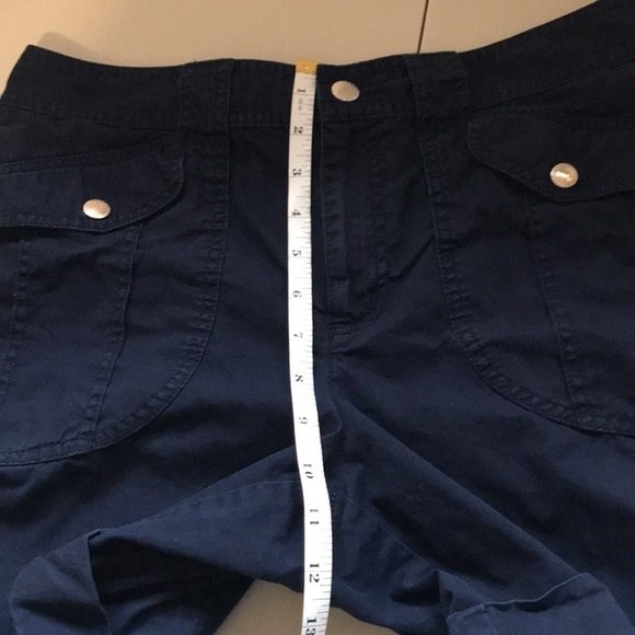 Lauren Ralph Lauren navy blue high waist rolled hem shorts size 10 - Picture 7 of 9